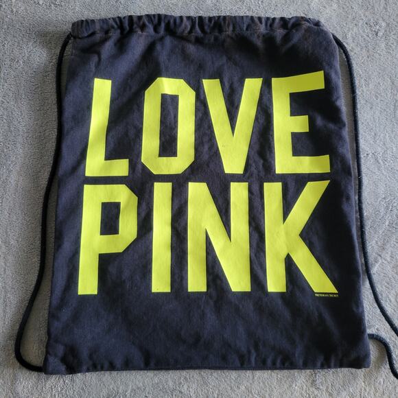 Vintage 2012 PINK by Victoria’s Secret LOVE PINK Canvas Backpack Drawstring - Picture 1 of 8